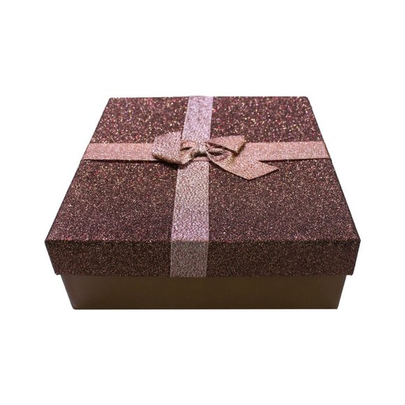 coffee and Gold Glitter Box with Bow - 7466 - Picture 2 of 4